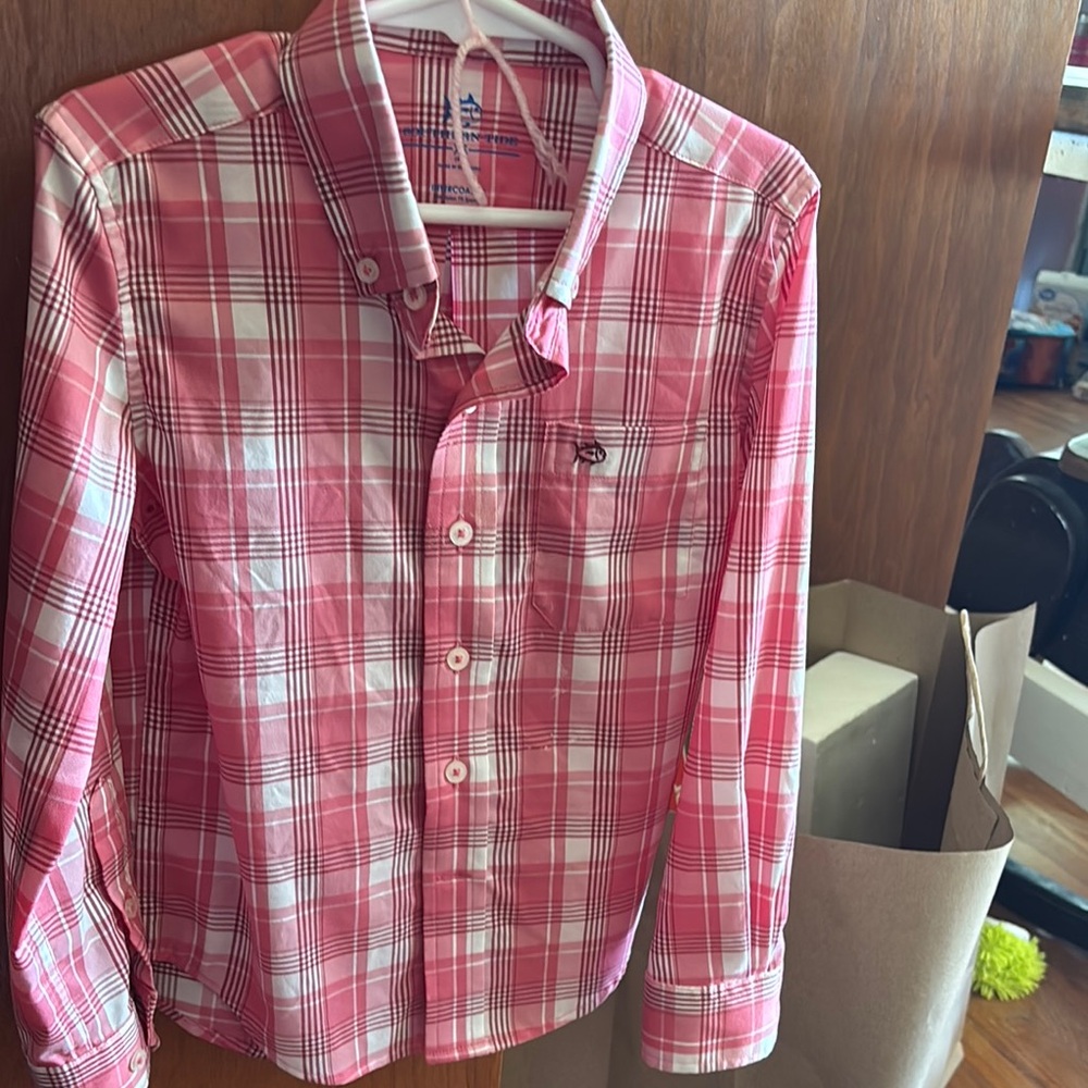 Southern Tide Kids Pink Plaid Button Down Shirt